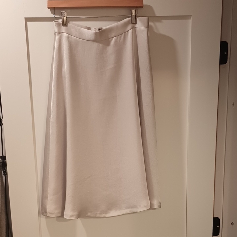 Ann Taylor Cream Midi A-Line Skirt for Cocktail